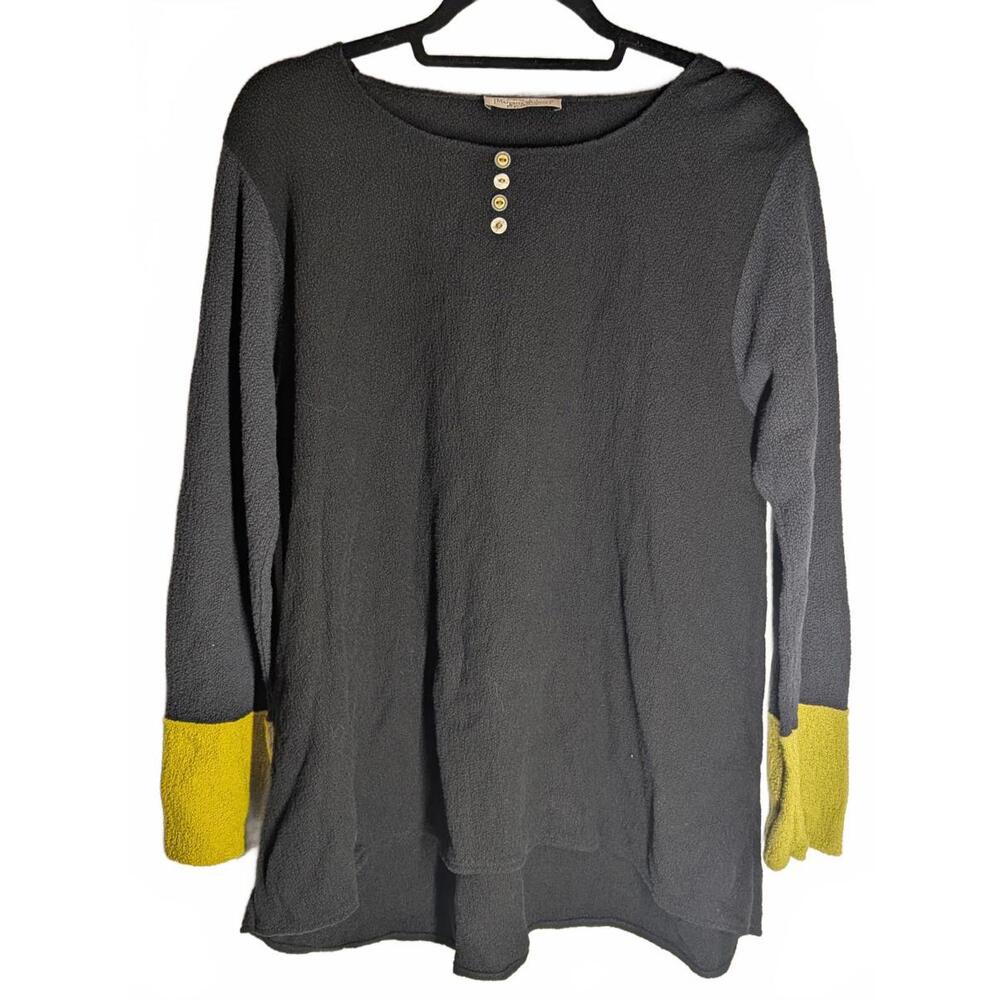 Margaret Winters Medium Long Sleeve Knit Top Color Block Button details